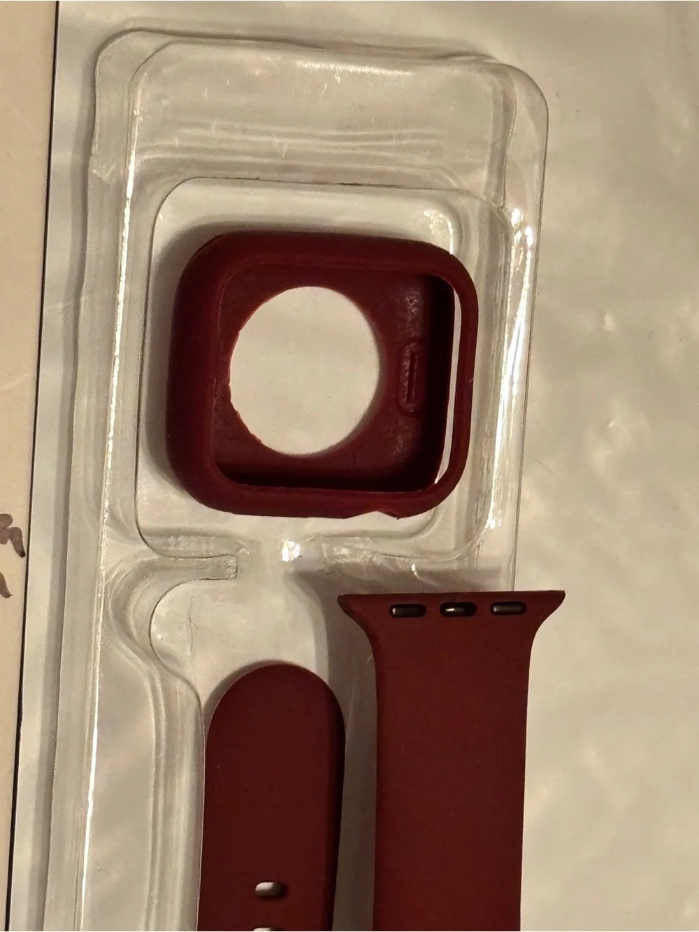 Burgundy Silicone Smartwatch Band with Protective Case